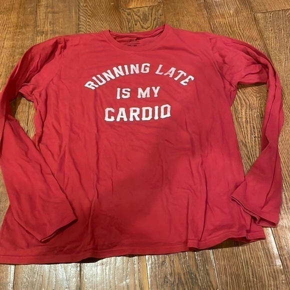 Freeze Tops - Freeze Inc Long Sleeve T-shirt Red - Ladies Size XL “Running Late is my Cardio”